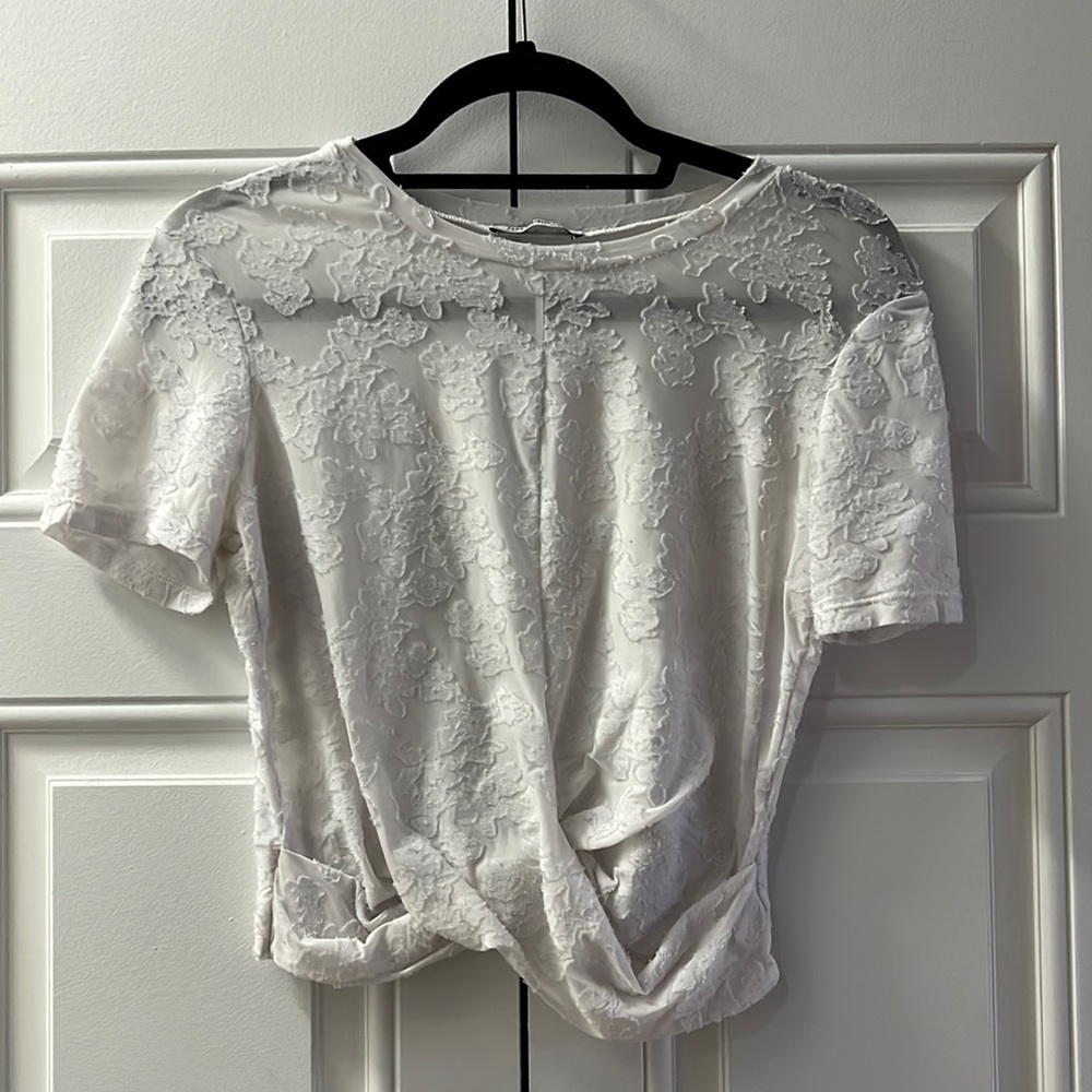 Sheer white Zara T-shirt size S